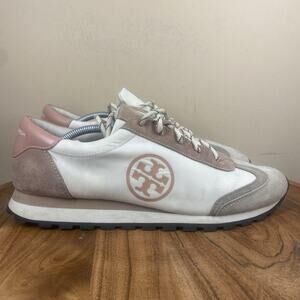 Tory Burch Annie Nylon Womens Pink And White Size 11 M Shoes Sneakers 86887